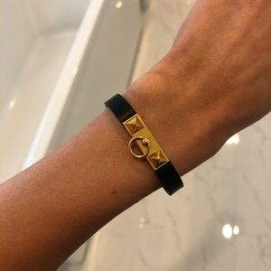 Hermes micro rivale black gold bracelet